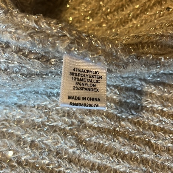 NWT-Birch NY-M-tan metallic-open front,knit, sequence, pattern, cardigan sweater - Picture 7 of 12